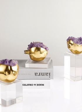 北欧现代轻奢客厅创意天然石榴花