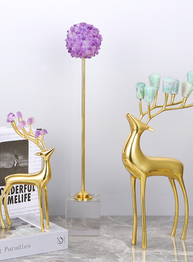 纯铜天然水晶鹿招财祝福