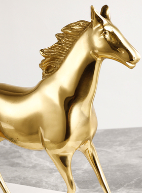 轻奢玄关黄铜骏马水晶家居摆件