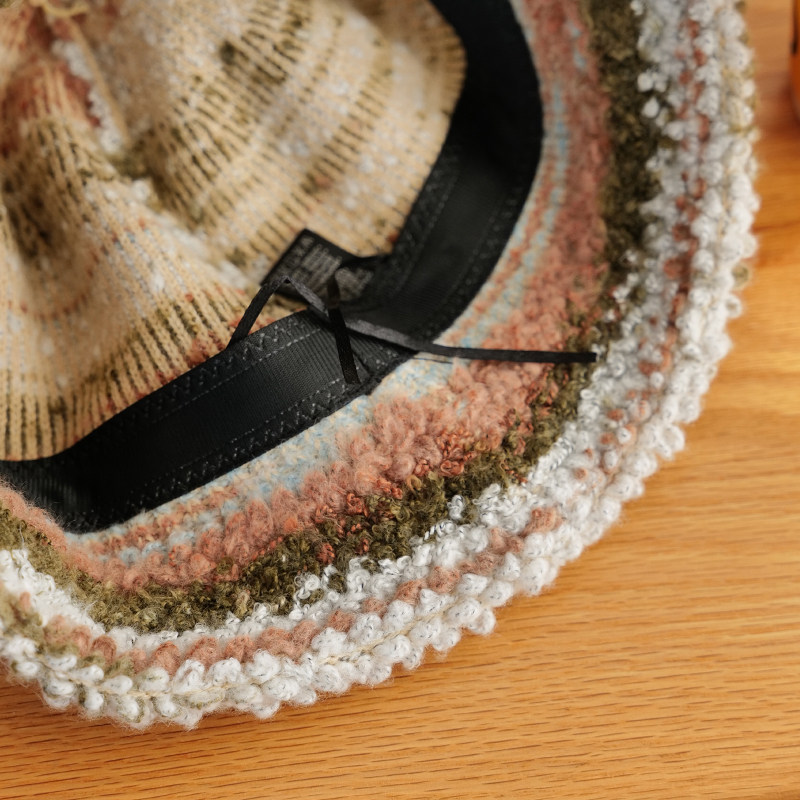 素单舍西复古条纹渔夫帽女秋冬美拉德盆帽加厚保暖颗粒感水桶帽潮,淘宝优惠券,粉丝福利购,淘宝优惠卷