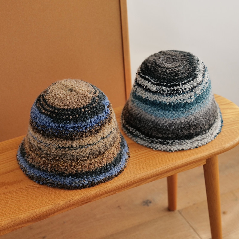 素单舍西复古条纹渔夫帽女秋冬美拉德盆帽加厚保暖颗粒感水桶帽潮,淘宝优惠券,粉丝福利购,淘宝优惠卷