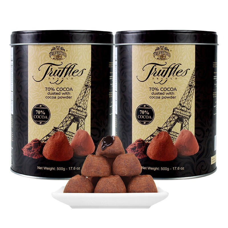 进口零食 法国Truffles乔慕松露形黑巧克力500克*2罐装节日送礼物 - 图3