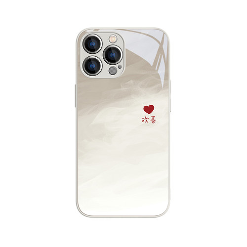 适用苹果15Promax手机壳iPhone17air新款13mini渐变11/16/14满心欢喜12时尚xs情侣xr小众x女款8plus全包玻璃7 - 图3