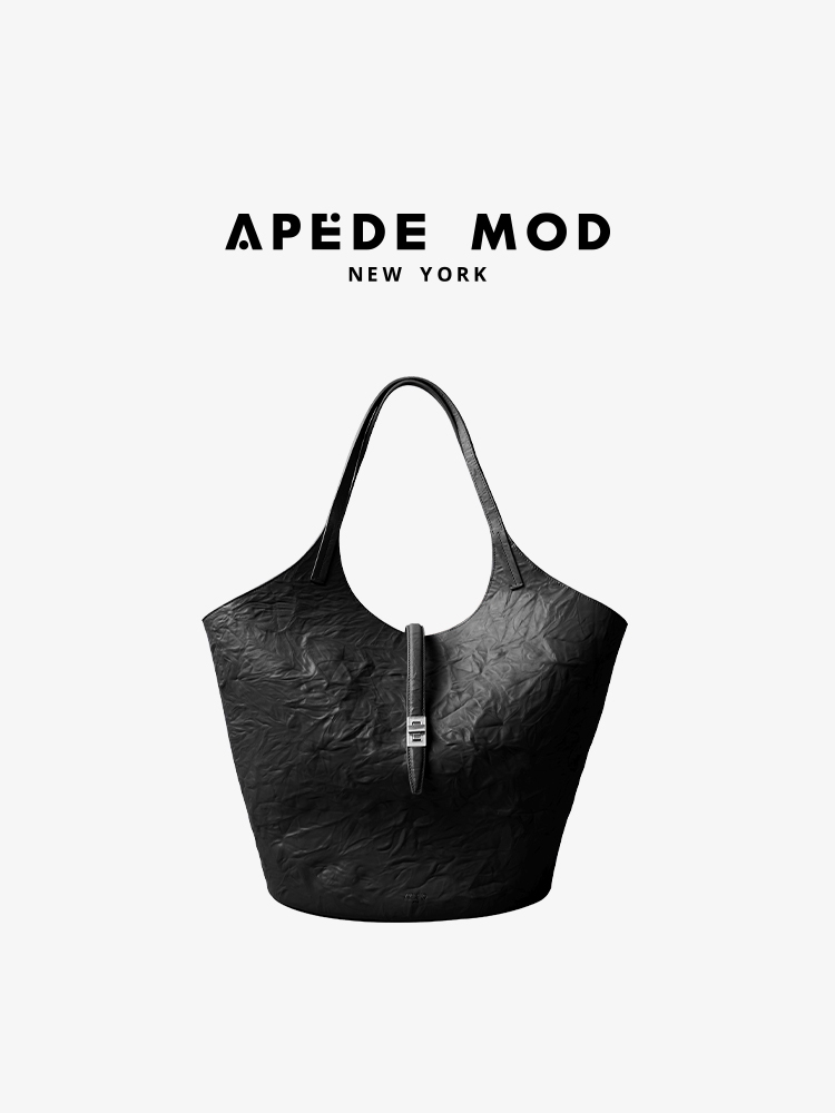 Apede Mod/白色浮雕纹牛皮花园包旅行包通勤女包菜篮子托特包礼物-图1