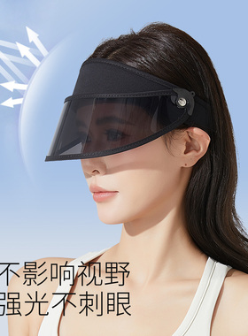防晒帽子女户外运动遮阳防紫外线面罩骑车防风骑行护目空顶太阳帽
