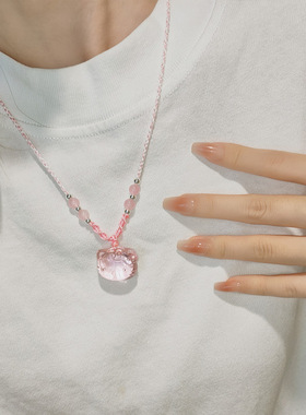 Kitty项链粉色透明精致礼物