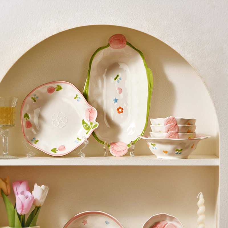 小清新餐具釉下彩碗碟陶瓷米饭碗家用高颜值盘子菜盘汤碗面碗,淘宝优惠券,粉丝福利购,淘宝优惠卷