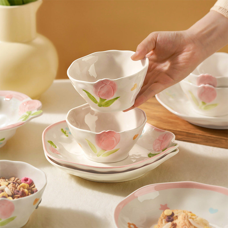 小清新餐具釉下彩碗碟陶瓷米饭碗家用高颜值盘子菜盘汤碗面碗,淘宝优惠券,粉丝福利购,淘宝优惠卷