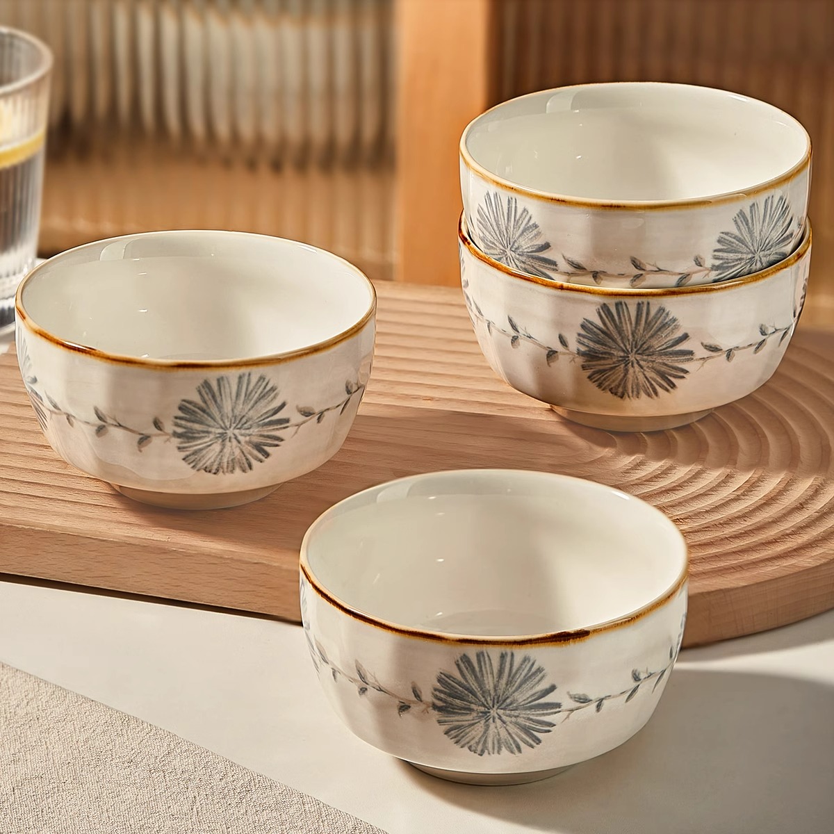 日式米饭碗家用2024新款陶瓷吃饭碗碟盘子釉下彩餐具碗盘套装小碗-图0