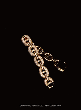 古巴链嘻哈饰品18k满钻手链