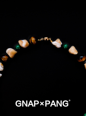 原创复古黄虎眼石淡水珍珠项链