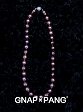 箭矢贯平野浓紫炫彩圆巴珍珠项链