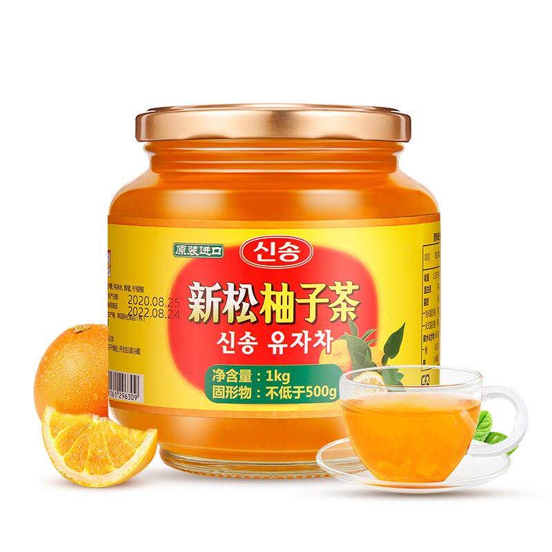韩国原装柚子茶1000g进口酱冲饮 齐鲁壮硕蜂蜜果味茶