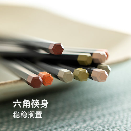 霜山六角筷子家用抗菌防滑尖头筷日式分人洗碗机可用家庭一人一筷 - 图1