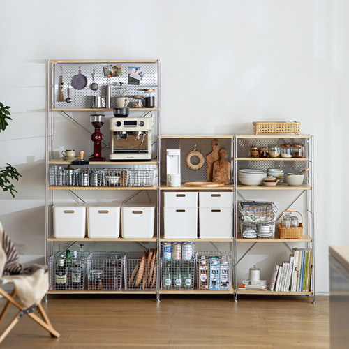 霜山不锈钢收纳筐厨房储物篮家用可叠加网篮金属杂物筐衣物收纳篮 - 图2