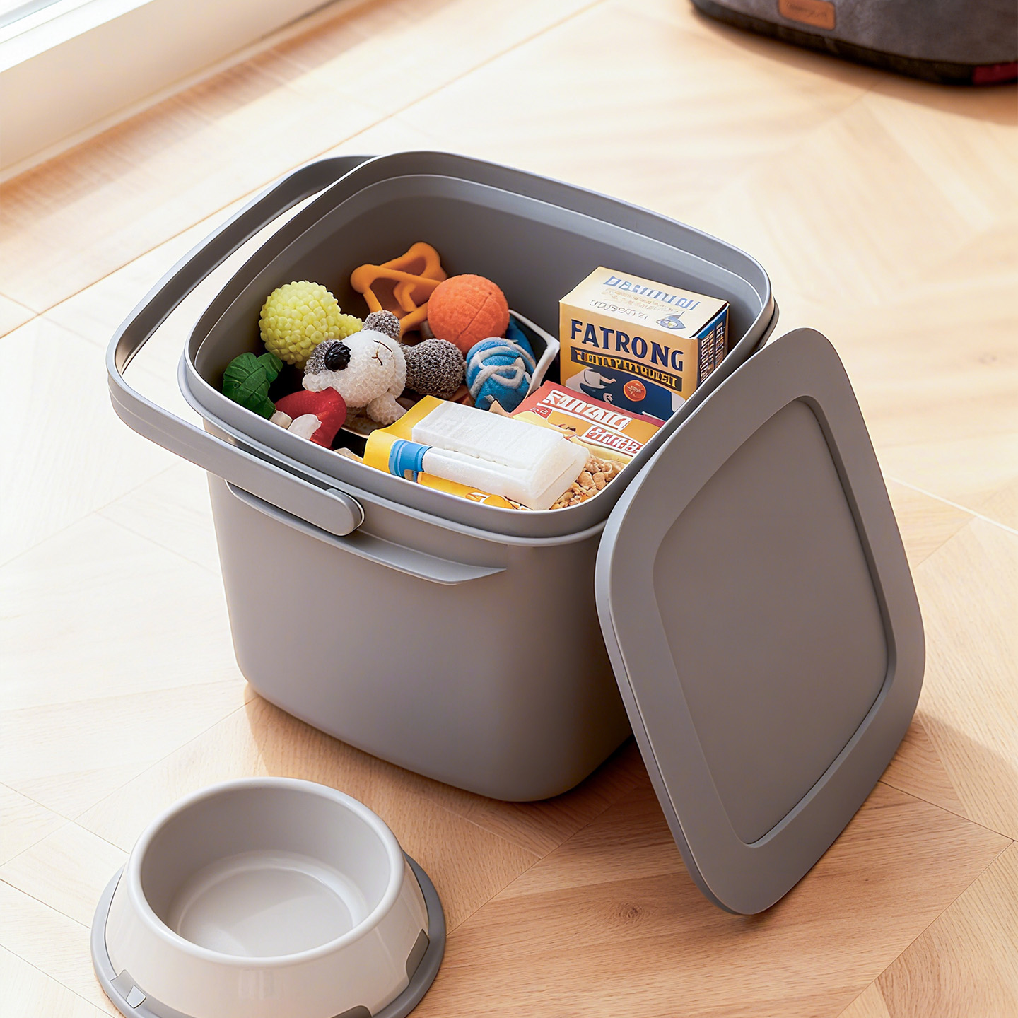 霜山玩具收纳桶大容量方形手提积木玩偶带盖多功能杂物整理储物箱 - 图3