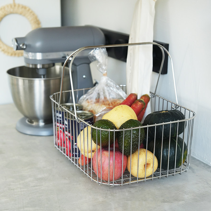 霜山304不锈钢手提篮蔬果零食收纳篮野餐篮露营收纳篮拖鞋杂物篮,淘宝优惠券,粉丝福利购,淘宝优惠卷