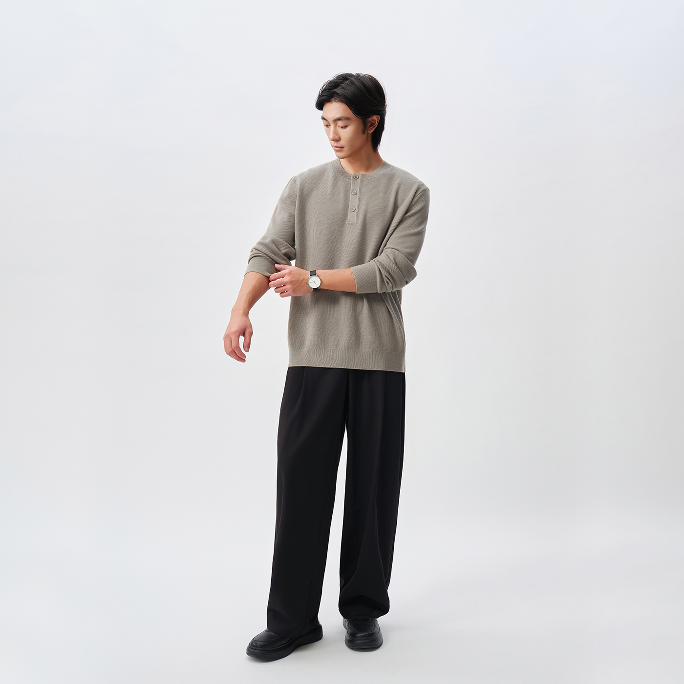 14针华夫格亨利领针织衫 立挺有型 舒适肌理款 质感男士套头毛衣,淘宝优惠券,粉丝福利购,淘宝优惠卷