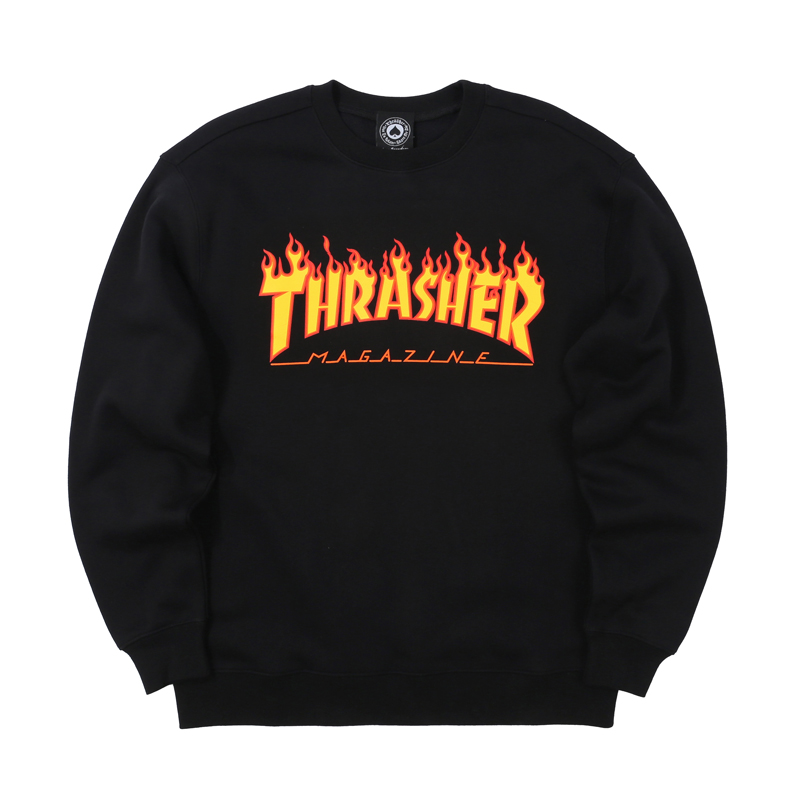 【THRASHER官方】FLAME CREW火焰logo印花圆领长袖卫衣-图2