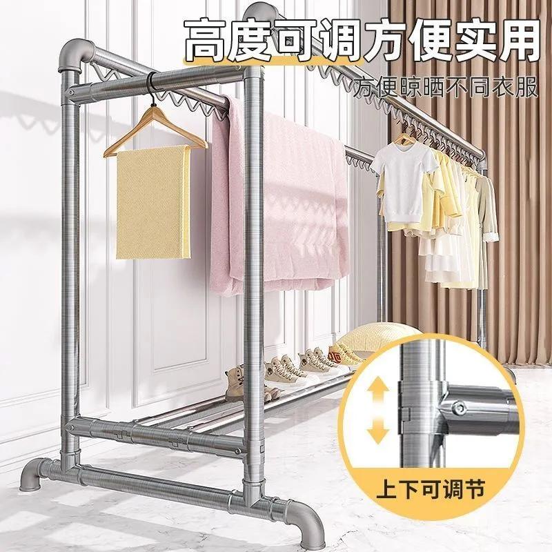 加粗镀锌钢管晾衣架落地家用挂衣凉衣户外室外防风晒被子香肠腊肉 - 图3