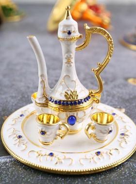 新疆包邮新疆民族特色彩锡工艺品家居办公摆件小酒具金属酒壶礼品