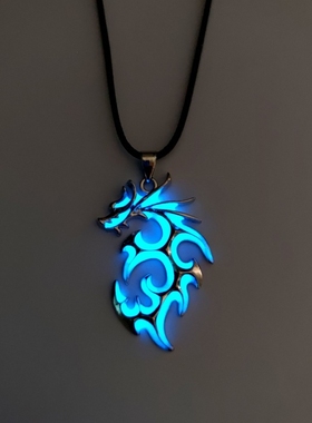 时尚霸气夜光火焰龙项链