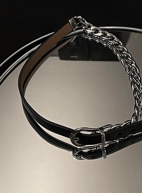 项链女小众设计感高级网红黑色皮绳锁骨链甜酷颈链项圈配饰