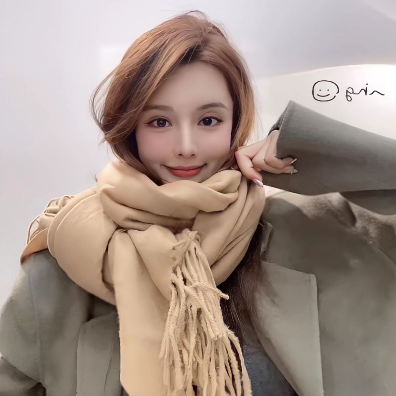 2025新款韩版纯色围巾披肩两用女冬季加厚保暖仿羊绒围脖学生百搭,淘宝优惠券,粉丝福利购,淘宝优惠卷