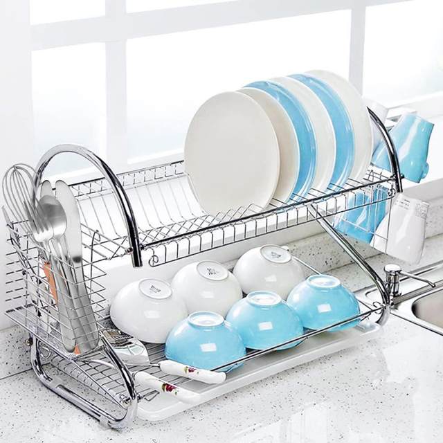 Kitchen storage rack stainless steel bowl rack drain rack put bowls and chopsticks dishes plate drain cabinet storage box for household use