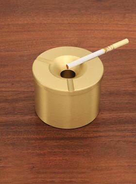 铜烟灰缸金属个性创意烟灰缸家用办公防灰刻logo纯黄铜烟灰缸