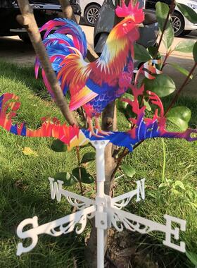 热销新品爆款庭院铁艺彩色公鸡风向标户外金属立体装饰摆件
