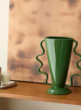 现代极简波浪树脂花瓶客厅装饰品样板间桌面摆件工艺品软装摆设