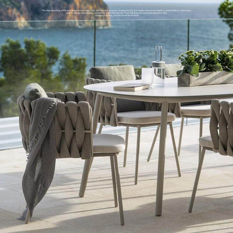 北欧户外绳编桌椅别墅庭院花园室外藤椅露台防水岩板大理石餐桌椅,淘宝优惠券,粉丝福利购,淘宝优惠卷