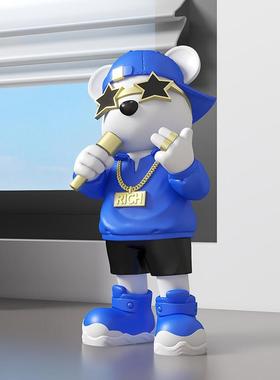 源头工厂酷比嘻哈熊唱歌桌面摆件客厅电视柜酒柜玄关办公室装饰品