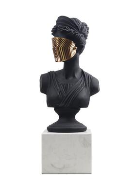 简约现代样板房客厅电视柜蒙面维纳斯人像艺术工艺品雕塑软装摆件