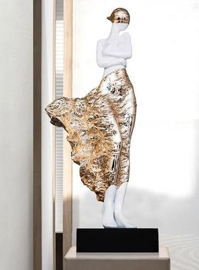 轻奢美女人物雕塑摆件客厅高级感个性创意家居样板间酒店大堂装饰