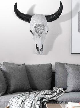 北欧复古牛头骨树脂壁挂墙壁客厅挂件背景墙创意家居房间装饰摆件