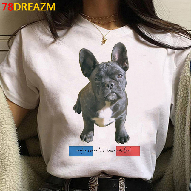 French Bulldog T-shirt法国斗牛犬圆领卡哇伊休闲情侣短款上衣女 - 图0