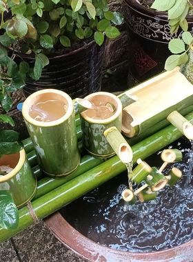 古法养鱼流水过滤器竹子