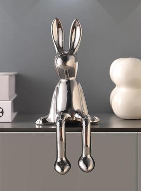创意网红兔子摆件家居客厅玄关电视柜酒柜办公室装饰品样板间摆设
