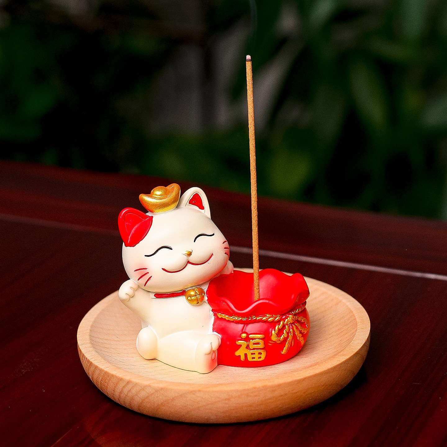 卡通可爱招财猫线香插木底香托座家用室内檀香香薰炉动物招财摆件,淘宝优惠券,粉丝福利购,淘宝优惠卷