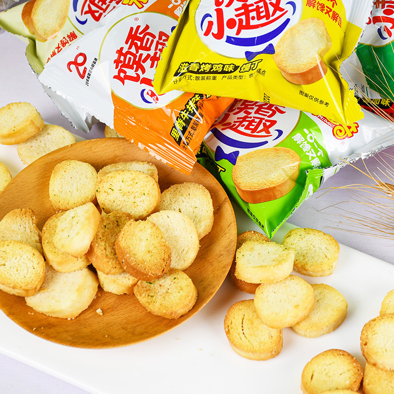 米多奇烤馍片小馍丁馒头片多口味散装整箱休闲食品追剧零食小吃