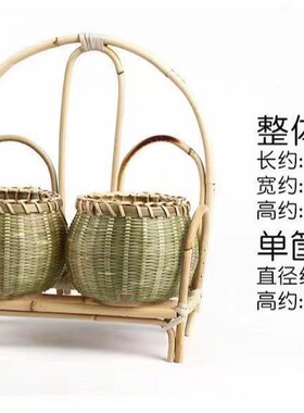 菜篮竹编竹篮工艺品竹编筐子物竹编篮子凉菜盘子三轮板车推车竹篮