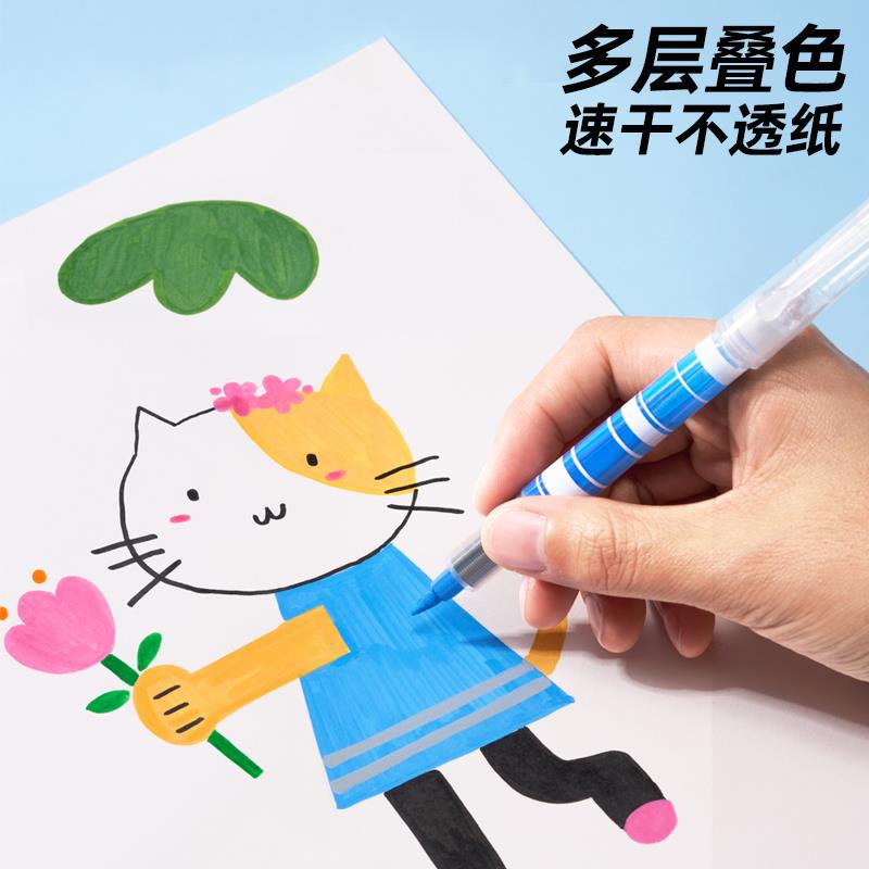白雪POMAC巨能画直液式软头丙烯马克笔涂鸦笔小学生专用不透色可 - 图1