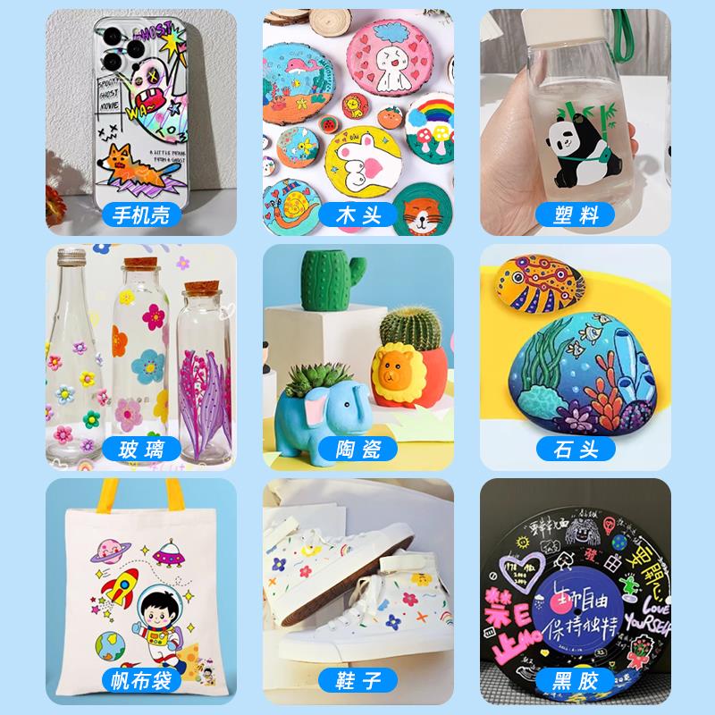 白雪POMAC巨能画直液式软头丙烯马克笔涂鸦笔小学生专用不透色可 - 图3