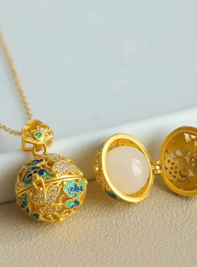 金色镂空项链可放入香丸香囊吊坠