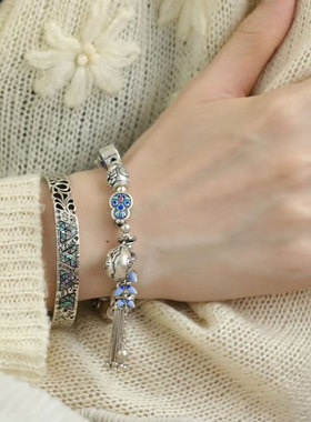 925银珐琅烤蓝福禄如意葫芦手串