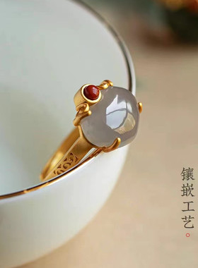 顺心如意女镀金宫廷风可调节戒指