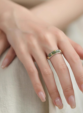 925银竹节女新中式轻奢开口戒指