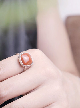 复古925银可打开方形香囊戒指